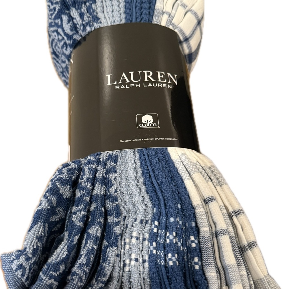 Lauren Ralph Lauren Blue and White Checkered Kitchen Towels